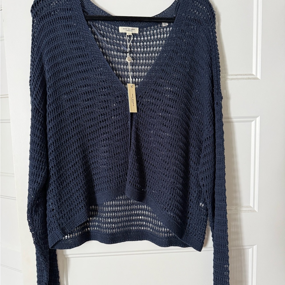 Max Studio Deep Blue V-Neck Sweater